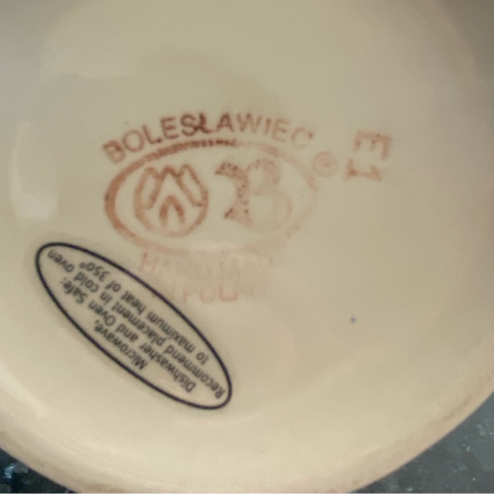 BOLESLAWIEC Polish Pottery Blue Pitcher 24 oz - Picture 6 of 10